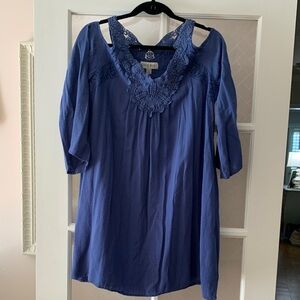 Knox Rose Blue Mini Dress with Lace Detail